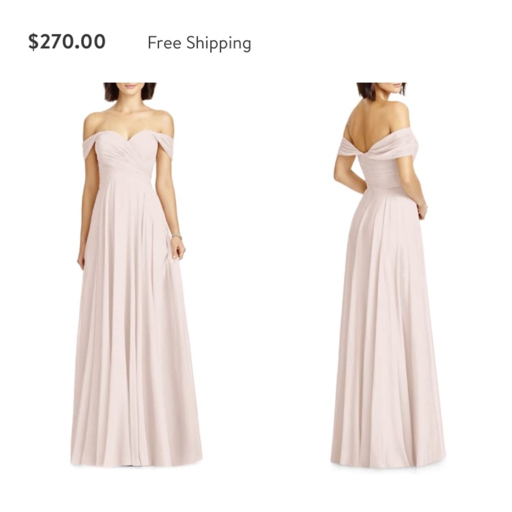 Gorgeous Blush Chiffon Off Shoulder Dress